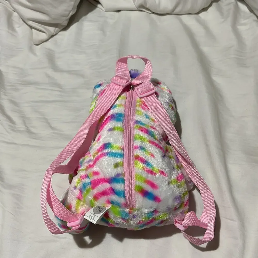 Carried Away rainbow plush unicorn back pack adjustable straps pink nylon nwot